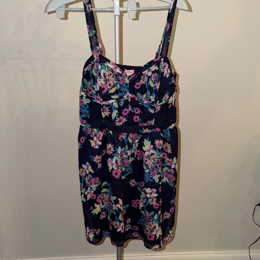 Candie's Sweetheart Navy Dress with Pink and Teal Floral Print